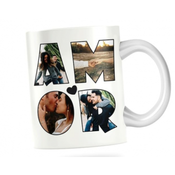 Taza de Cerámica Personalizada "AMOR" con 4 Fotos
