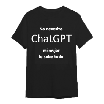 Camiseta Negra Personalizada "No necesito ChatGPT, mi...