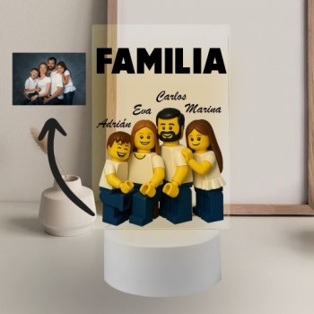Lámpara con Base LED Personalizada "Familia Lego"