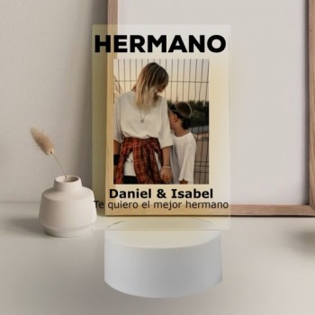 Lámpara con Base LED Personalizada con Foto "Hermano"