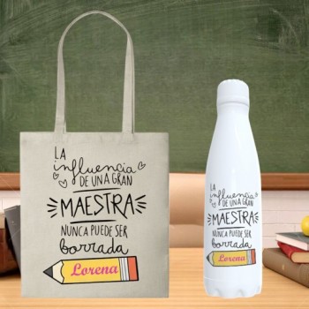 Pack de Botella + Tote Bag "La influencia de una maestra..."