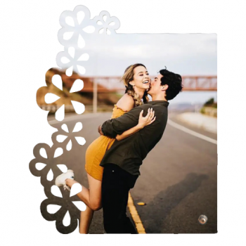 Marco Madera con Flores de 17x20 Personalizado con Foto