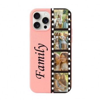 Funda de Gel Personalizada "Family" Carrete en Color Rosa