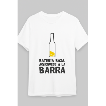 Camiseta Blanca Personalizada "Batería baja, acérquese a...