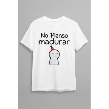 Camiseta Blanca Personalizada "No pienso madurar"